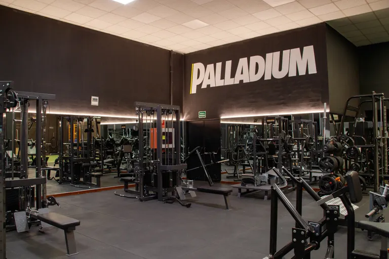 Interior del gimnasio Palladium Zaragoza con zona de entrenamiento
